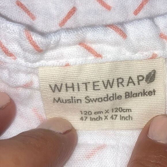 WHITEWRAP Muslin Swaddle Blanket Soft Cotton Little Orange Sprinkles 47 in sq - Picture 5 of 7